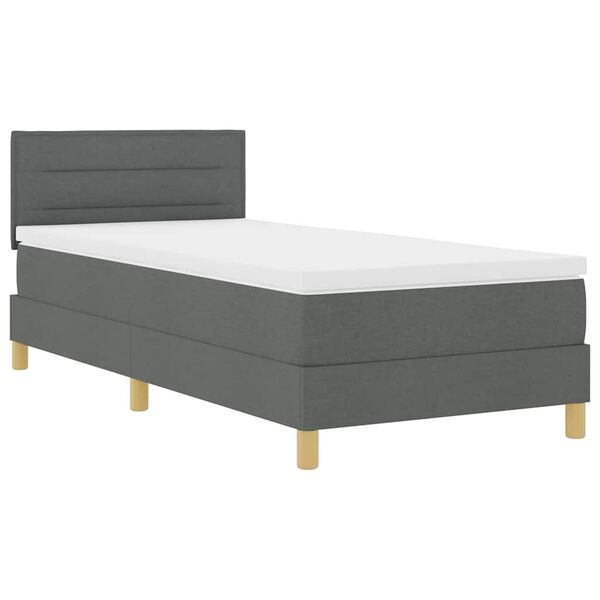 vidaXL Boxspringbett mit Matratze Dunkelgrau 80 x 200 cm Stoff