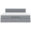 vidaXL Ottoman-Bett mit Matratze & LEDs Hellgrau 160x200 cm Stoff