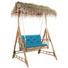 vidaXL Hollywoodschaukel mit Palmbl&auml;ttern und Kissen 202 cm Bambus