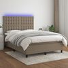 vidaXL Boxspringbett mit Matratze & LED Taupe 140x190 cm Stoff