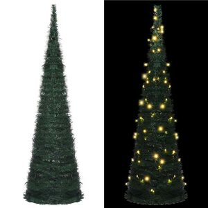 vidaXL K&uuml;nstlicher Pop-Up-Weihnachtsbaum mit Beleuchtung Gr&uuml;n 210 cm