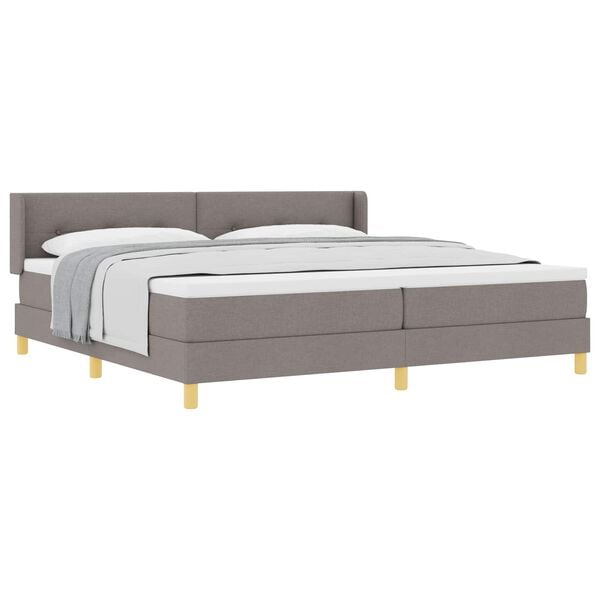 vidaXL Boxspringbett mit Matratze Taupe 200 x 200 cm Stoff