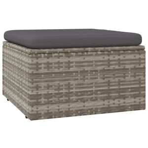 vidaXL Gartenhocker mit Kissen Grau 55x55x30 cm Poly Rattan