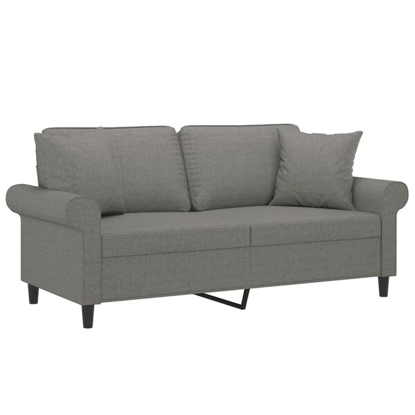 vidaXL 2-Sitzer-Sofa mit Kissen Dunkelgrau 140 cm Stoff