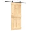 vidaXL Schiebet&uuml;r Nat&uuml;rlich und Schwarz 85 x 210 cm Massivkiefer