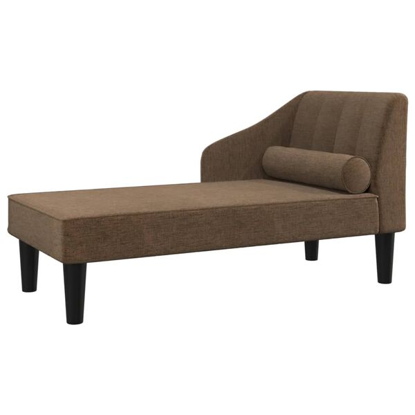 vidaXL Chaiselongue mit Nackenrolle Braun Stoff
