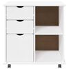 vidaXL Rollschrank Mit Rad Wei&szlig; 63,5 x 39 x 65,5 cm Massivholz Kiefer