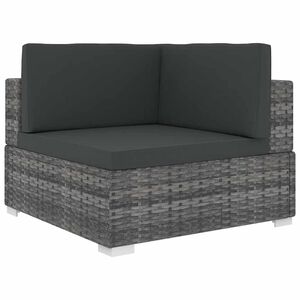 vidaXL Sofa-Eckteil mit Kissen Poly Rattan Grau