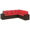 vidaXL 6-teiliges Gartensofa-Set mit Kissen, braun, Polyrattan