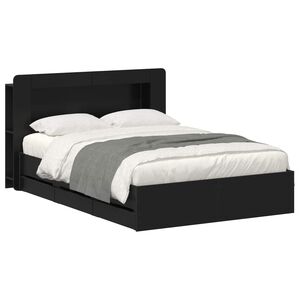 vidaXL Bettgestell mit Stauraum Schwarz 150 x 200 cm Holzwerkstoff