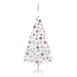 vidaXL K&uuml;nstlicher Weihnachtsbaum mit Beleuchtung & Kugeln Wei&szlig; 150 cm