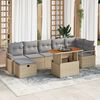 vidaXL Garten-Sofa-Set mit Kissen mit Speicher 8 pcs Beige Poly Rattan