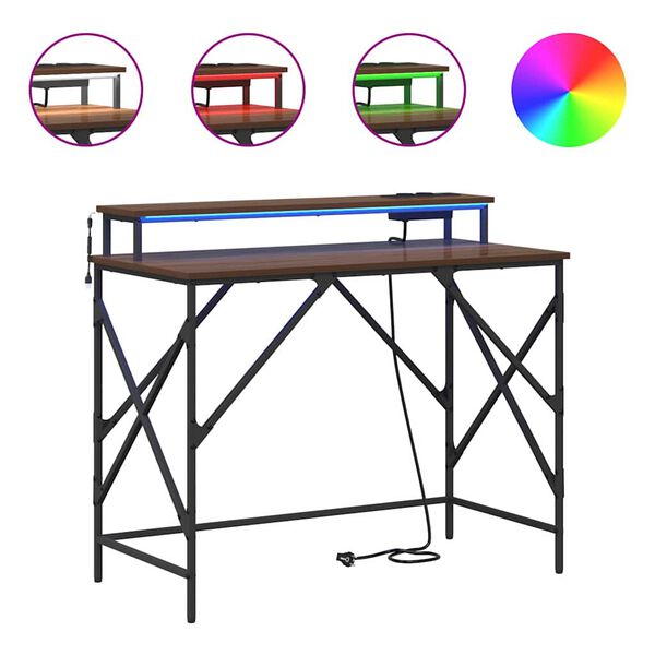 vidaXL Schreibtisch mit Regal Braun Eichen-Optik 100 x 50 x 86,5 cm