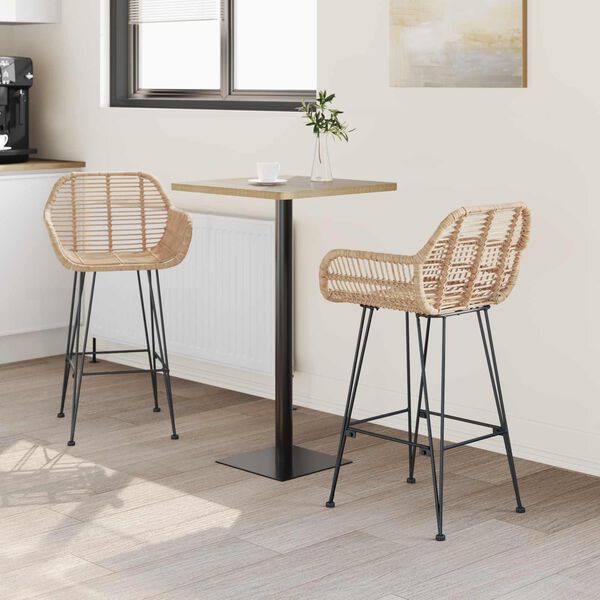 vidaXL Barstuhl 2 pcs Natur 55 x 52 x 92 cm Rattan und Eisen