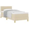 vidaXL Boxspringbett mit Kissen mit Kopfteil Creme 90 x 190 cm Stoff