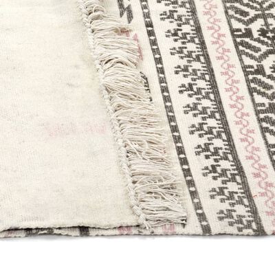 vidaXL Kelim-Teppich Baumwolle 120x180 cm mit Muster Grau/Rosa