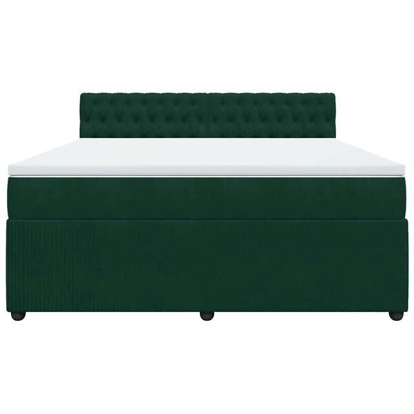 vidaXL Boxspringbett mit Matratze Dunkelgr&uuml;n 180x200 cm Samt
