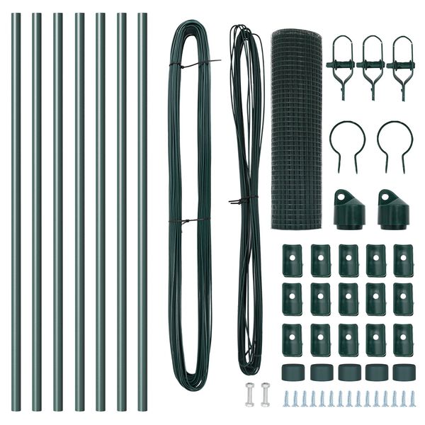 vidaXL Zaunpfosten Gr&uuml;n 10 x 0,4 m (25 x 25 mm Maschendraht)