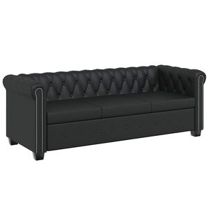 vidaXL Chesterfield-Sofa 3-Sitzer Kunstleder Schwarz