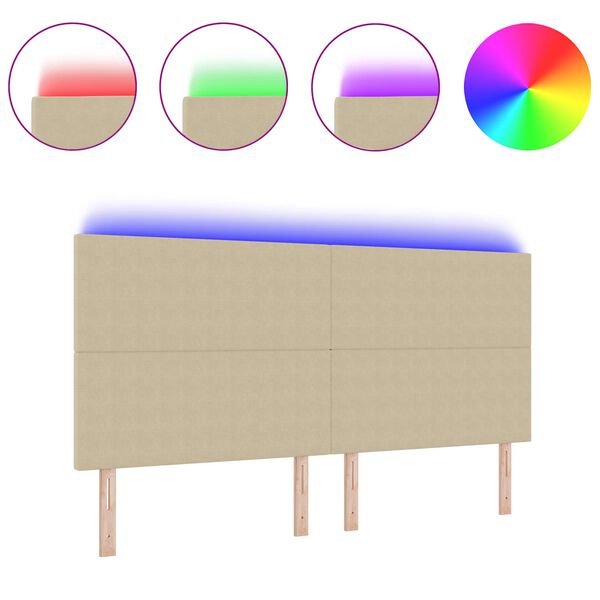 vidaXL LED Kopfteil mit LED-Lichtleisten Grau-Gr&uuml;n 200 cm Polyester