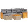vidaXL 7-tlg. Garten-Sofagarnitur mit Kissen Beige Poly Rattan