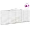 vidaXL Gabionen mit Hochbogen 2 Stk. 400x50x160/180cm Verzinktes Eisen