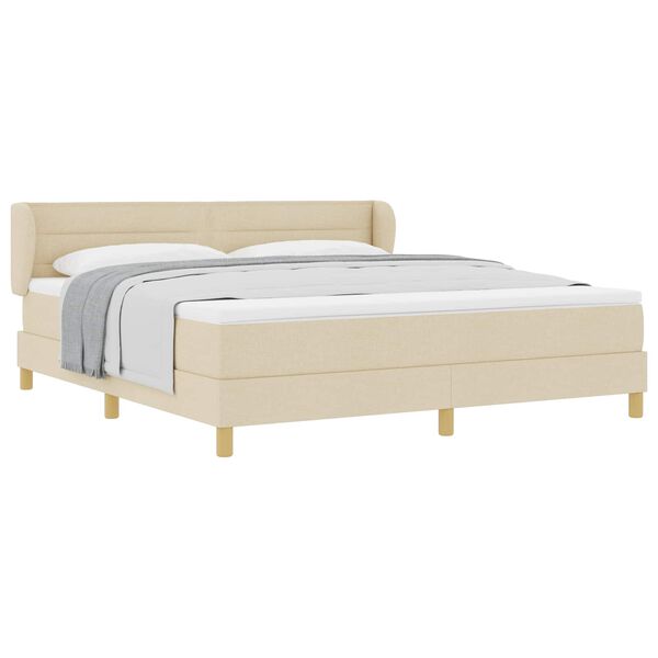 vidaXL Boxspringbett mit Matratze Creme 180 x 200 cm Stoff