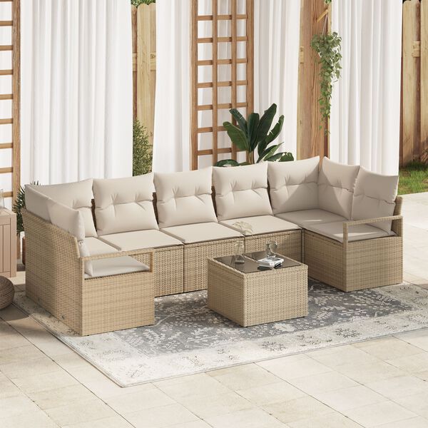 vidaXL Sofa Set 8 pcs Beige und Creme Poly-Rattan