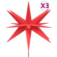vidaXL LED-Weihnachtssterne 3 Stk. mit Erdspießen Faltbar Rot 35 cm