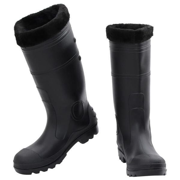 vidaXL Gummistiefel mit Herausnehmbarem Innenfutter Schwarz Gr. 43 PVC