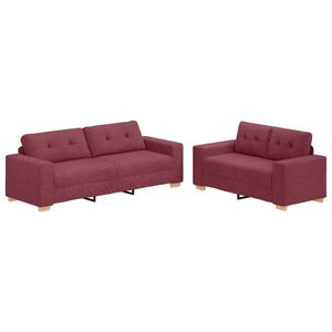 vidaXL 2-tlg. Sofagarnitur mit Kissen Weinrot Stoff