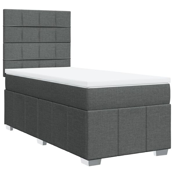 vidaXL Boxspringbett mit Matratze Dunkelgrau 90x190 cm Stoff