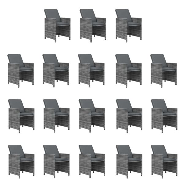 vidaXL 15-tlg. Garten-Essgruppe mit Kissen Poly Rattan Grau