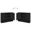 vidaXL Badezimmerm&ouml;bel-Set mit T&uuml;r 4 pcs Schwarz Sperrholz und Metall