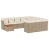 vidaXL 11-tlg. Garten-Sofagarnitur mit Kissen Beige Poly Rattan