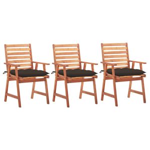 vidaXL Garten-Essst&uuml;hle 3 Stk. mit Kissen Massivholz Akazie