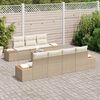 vidaXL Garten-Sofa-Set mit Kissen mit Speicher 8 pcs Beige Poly Rattan