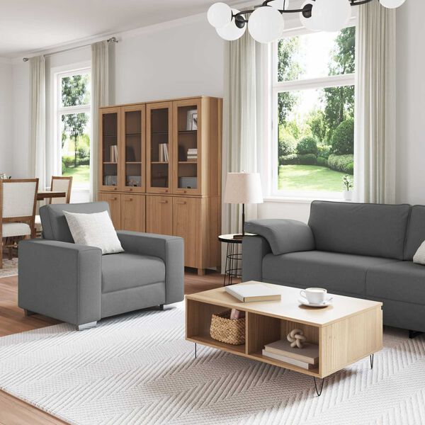 vidaXL Sofa 3 pcs Dunkelgrau Leinenmischgewebe