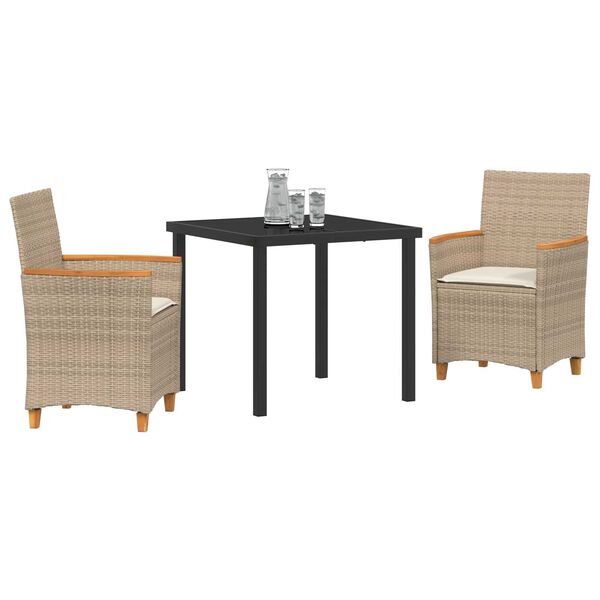 vidaXL Garten Essgruppe 3 pcs Beige Poly-Rattan