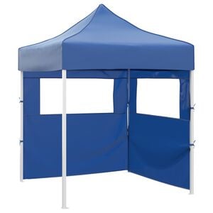 vidaXL Profi-Partyzelt Faltbar mit 2 Seitenw&auml;nden 2&times;2m Stahl Blau