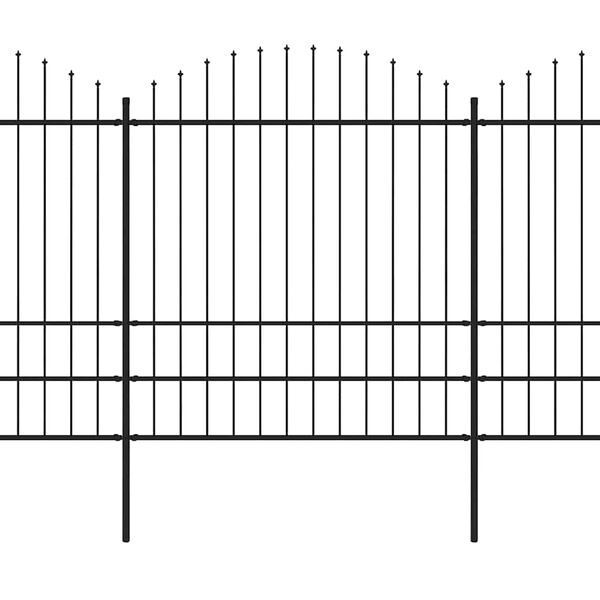 vidaXL Gartenzaun mit Speerspitze Stahl 1248 x 200 cm Schwarz