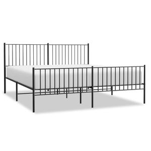 vidaXL Metallbett ohne Matratze mit Fu&szlig;teil Schwarz 180x200 cm