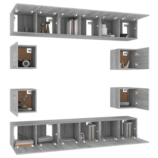 vidaXL 10-tlg. TV-Schrank-Set Grau Sonoma Holzwerkstoff