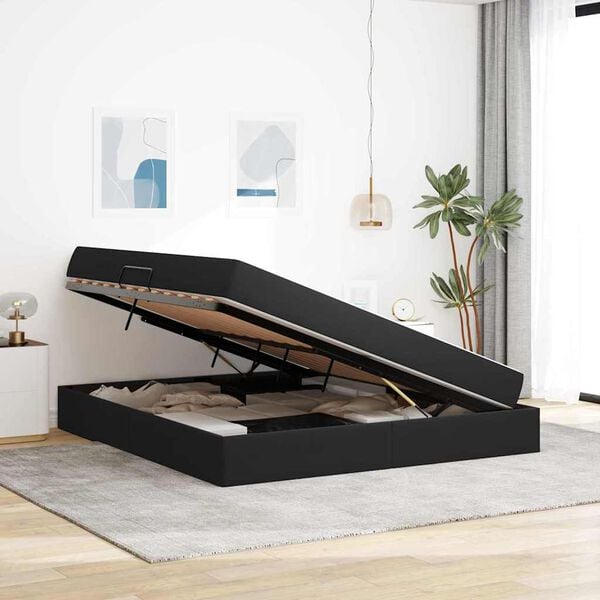 vidaXL Aufbewahrungsbett mit Matratze Schwarz 160 x 200 cm Samt