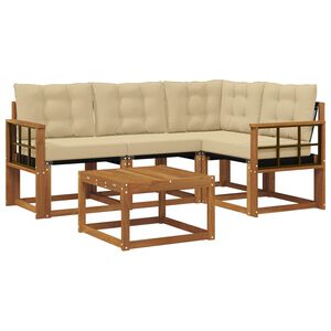 vidaXL Outdoor-Sofagarnitur mit Kissen 5 pcs Natur und Beige