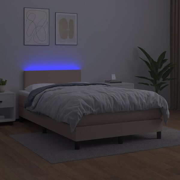 vidaXL Boxspringbett mit Matratze & LED Cappuccino-Braun 120x190 cm