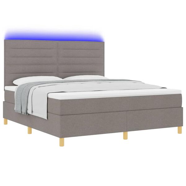 vidaXL LED Boxspringbett mit Matratze Taupe 180 x 200 cm Stoff