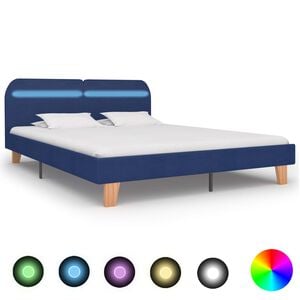 vidaXL Bettgestell mit LED Blau Stoff 160x200 cm