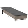 vidaXL Sonnenliege mit Rollen und Auflage Grau Poly Rattan