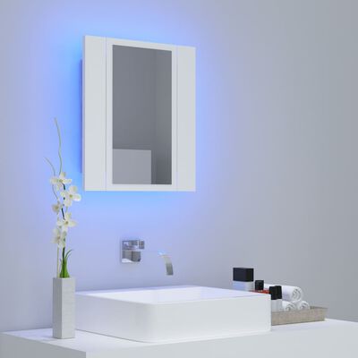 vidaXL LED-Bad-Spiegelschrank Weiß 40x12x45 cm Acryl